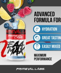 Primeval Labs EAA Max, BCAA Perfect Amino Acid Powder - Pre or Post Workout Muscle Recovery - BCAAs, EAAs, Electrolytes, Supports Hydration & Performance, Keto Friendly (Smashberry) Smashberry 11 71TIbg1EHoL