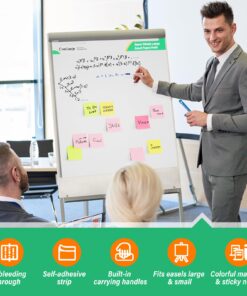 CREGEAR Chart Paper for Teachers, Easel Pad Flip Chart Paper 20 x 23 Inches, Easel Paper Pad for White Board with 10 Colorful Markers 6 Sticky Note Pads, 30 Sheets/Pad, 2 Pads 12 71TJYpqQRoL