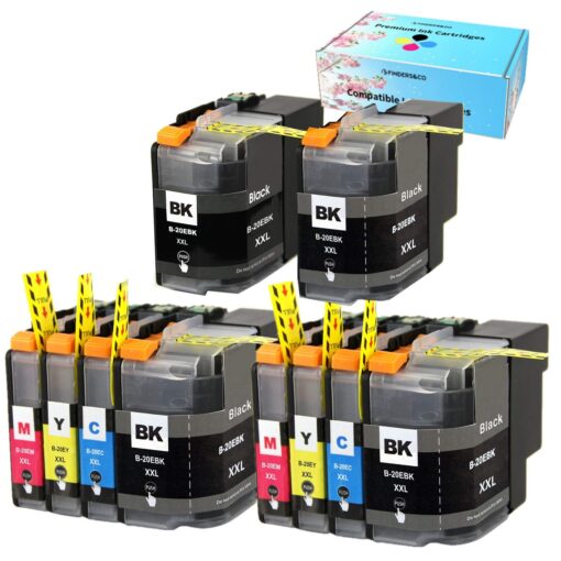 LC20E XXL Ink Cartridge Super High Yield LC20EBK LC20EM LC20EC LC20EY Replacement for Brother MFC-J985DW J5920DW J775DW J985DWXL Printer (4BK 2C 2M 2Y, 10 Pack)