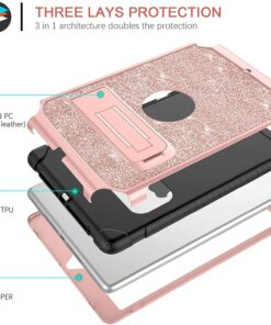 YINLAI iPad 6th Generation Cases,iPad 5th Generation Case,iPad 9.7 Case,Glitter Women Hybrid Shockproof Drop Protection Cover with Kickstand iPad 9.7 inch iPad Air2 A1893/A1954/A1822/A1823,Rose Gold Rose Gold 30 71TKa3pBSkL