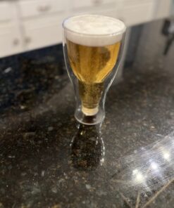 Dragon Glassware Beer Glasses, Clear Double Wall Insulated Pub Mugs, Upside Down Design, Holds One Full Beer Bottle, Freezable Glass for Beer Lovers, 13.5 oz Capacity, Set of 2 2 Count (Pack of 1) 19 71TKfOZEKFL