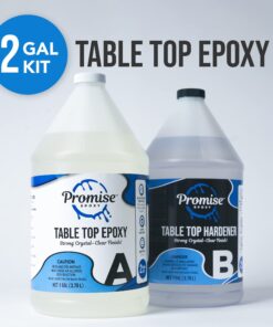 Epoxy Resin Promise Table Top 2-Part- 2 Gallon High Gloss (1 Gal Resin + 1 Gal Hardener) Transform Your DIY Projects with Crystal Clear Finish - Ideal for Bar Tables, Tabletops, Countertops & More 36 71TLXgCj2PL