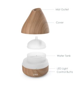 Pure Enrichment PureSpa Natural Essential Oil Diffuser (Natural) – 200ml Water Tank Lasts Up to 10 Hours with Soft Color-Changing Lights and Auto Safety Shut-Off Wood 24 71TLmJAxadL