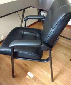 Amazon Basics Classic Faux Leather Office Desk Guest Chair with Metal Frame, Black, 27.4D x 23.6W x 35.8H in 40 71TMH5 kvWL