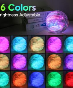 BRIGHTWORLD Moon Lamp Galaxy Lamp 5.9 inch 16 Colors LED 3D Moon Light, Remote & Touch Control Moon Night Light Gifts for Girls Boys Kids Women Birthday Wooden Base 30 71TMcuYCpCL