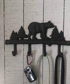 Alternative view of Cast Iron Bear Wall Key Rack Holder 4 Hooks Coat Hook Home Decor