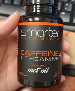 SmarterVitamins (3-Pack) 200mg Caffeine Pills with 100mg L-Theanine for Energy, Focus and Clarity + Coconut MCT Oil, Pre Workout, Nootropic Brain Booster, Extended Release Capsule 31 71TNYEKR6rL