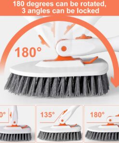 Tub Tile Scrubber Brush, 3 in 1 Shower Cleaning Brush with 53" Adjustable Long Handle, Floor Scrub Brush with Locking Head 3 Replacement Head for Cleaning Bathtub Bathroom Kitchen Toilet Wall Orange 8 71TNkX3TDtL
