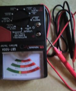 Gardner Bender GBT-500A Analog 1.5 V Button Cell/22.5 Photo/AA/AAA/12 V/9 V/Lantern Cells & More, Leads Battery Tester,14 Battery Range, Black 14 Battery Range 15 71TNmqmwFrL