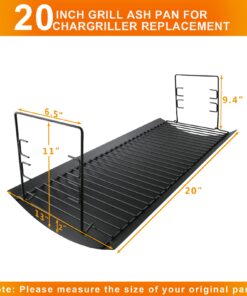 Alternative view of Hisencn 20 inch Ash pan for Chargriller 5050, 5072, 5650, 2123 Charcoal Grills, Char-Griller Model 200157, Replacement Part with 2pcs Fire Grate Hanger, 20" Drip Pan