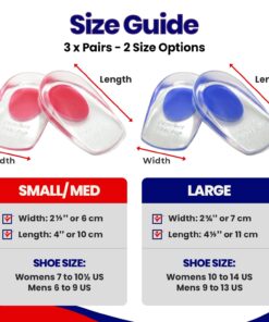 Heel Cups Plantar Fasciitis Inserts (3 Pairs) Silicone Heel Pads for Women or Men | Bone Spurs Heel Pain Relief | Gel Heel Protectors | Sore Feet Bruised Heel Treatment | Gel Shoe Insole (Small) Small/Medium (Pack of 6) 19 71TOVHvaelL