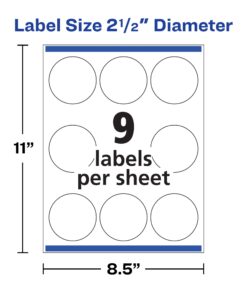 Avery Round Labels for Laser & Inkjet Printers, 2.5", 90 Glossy White Labels (22830) 2.5" 90 labels 26 71TOigPRPnL