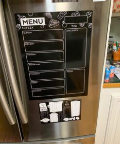 Arteza Dry Erase Magnetic Chalkboard Menu Planner Set (16" x 12" Black Dry Erase Board, 9" x 6" Kitchen Conversion Chart, 12 Colorful fine tip Markers, Microfiber Sponge, Spray Bottle) 16 x 12 Inches 25 71TPLx1055L