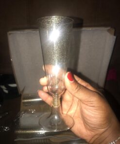 Oojami 140 pc Plastic Classicware Glass Like Champagne Wedding Parties Toasting Flutes Party Cocktail Cups (Gold Glitter) Gold Glitter 27 71TPRbY1wL