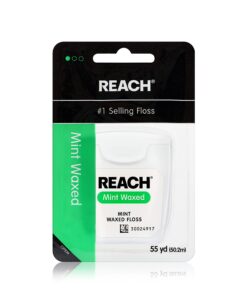 Reach Waxed Dental Floss Bundle | Effective Plaque Removal, Extra Wide Cleaning Surface | Shred Resistance & Tension, Slides Smoothly & Easily, PFAS Free | Mint Flavored, 55 YD, 6pk 6 Count (Pack of 1) 21 71TQAj9zjOL
