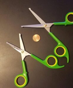 PET MAGASIN Japanese Stainless Steel Grooming Scissors (2) for Facial Hair and Larger for Body Trimming with Round Tip Grooming Sets 28 71TQEhLjhoL