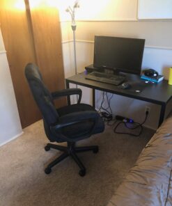 Amazon Basics Classic Office Desk Computer Chair - Adjustable, Swiveling, Ultra-Soft Microfiber, Lumbar Support, 28"D x 25"W x 43.5"H, Black 43 71TQFuCNasL