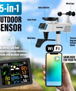 Sainlogic Professional WiFi Weather Station with Outdoor Sensor, Internet Wireless Weather Station with Rain Gauge, Weather Forecast, Wind Gauge, Wunderground, Black 34 71TQtEfY8JL