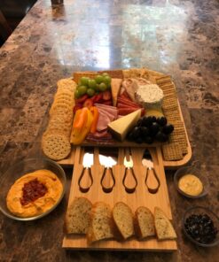 Charcuterie Boards Gift Set - Elegant Gifts for Women - Bambüsi Cheese Board Set with Serving Utensils - House Warming Gifts New Home, Wedding Gifts, Kitchen Gadget & Wine Gifts for Christmas 32 71TQymVCgHL