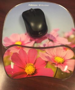 Fellowes Photo Gel Mouse Pad and Wrist Rest with Microban Protection, Pink Flowers (9179001) Blue/Pink 18 71TR5WDQZhL