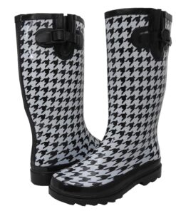 Sunville Women's Mid Calf Waterproof Rubber Garden Rainboots 6 Houndstooth 7 71TRF43UxGL