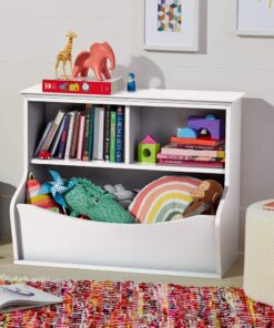 Alternative view of Amazon Basics Children's Multi-Functional 4 Shelf Bookcase and Toy Storage Bin, White, 14.84" D x 31.25" W x 24.56" H