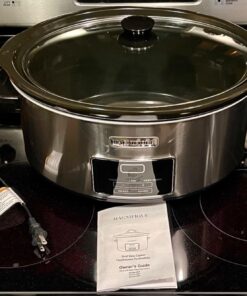 MAGNIFIQUE 8-Quart Casserole Slow Cooker with Timer and Digital Programmable - Small Kitchen Appliance for Family Dinners - Serves 6+ People - Heat Settings: Keep Warm, Low and High 8 Qt Stainless Steel Digital 32 71TSDjkyI3L