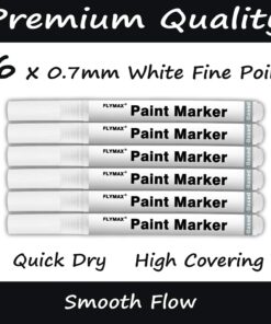 Alternative view of FLYMAX White Paint Pen, 6 Pack 0.7mm Acrylic White Permanent Marker White Paint Pens for Wood Rock Plastic Leather Glass Stone Metal Canvas Ceramic Marker Extra Very Fine Point Opaque Ink