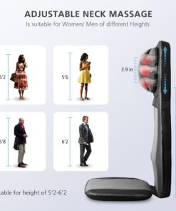 Snailax shiatsu Neck & Back Massager with Heat, Full Back Kneading Shiatsu or Rolling Massage, Massage Chair pad with Height Adjustment, Back Massager for Neck and Shoulder Black SL-233 27 71TSU4kDYjL