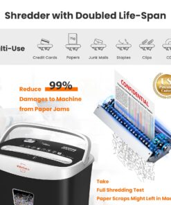 Paper Shredder for Home Office,VidaTeco 10-Sheet Cross-Cut Shredder with US Patented Cutter,Also Shreds Card/CD/Clip,Paper Shredder for Home Use Heavy Duty,Durable with Jam Proof,3.9-Gallon Bin(ETL) 25 71TSirRmR7L