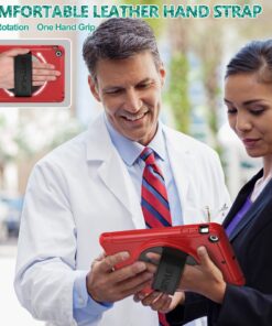 iPad Mini Case, iPad Mini 2 Case, iPad Mini 3 Case, BATYUE Rugged Shockproof Protective Case with 360 Degrees Rotatable Kickstand/Leather Hand Strap for Apple iPad Mini 1st/2nd/3rd Generation (Red) iPad Mini 3rd/2nd/1st Gen 7.9“ Leather Hand Strap (Red) 11 71TTeQwuimL