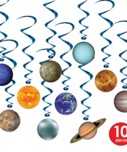 Beistle 10 Piece Solar System Whirls Outer Space Hanging Swirls Educational Classroom Planets Decorations, One size fits most, Multicolored 23 71TTgLu7xHL