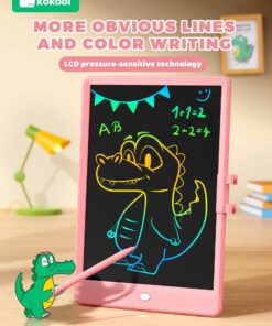 KOKODI LCD Writing Tablet, 10 Inch Colorful Toddler Doodle Board Drawing Tablet, Erasable Reusable Electronic Drawing Pads, Educational and Learning Toy for 3-6 Years Old Boy and Girls Pink 10in 19 71TTmHfLUkL