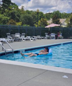 SwimWays Spring Float Recliner - Swim Lounger for Pool or Lake - Light Blue/Dark Blue 24 71TUpc2dxOL