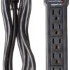 Amazon Basics Rectangular 6-Outlet Surge Protector Power Strip, 6-Foot Long Cord, 790 Joule - Black 1-Pack 57 71TVU58i2sL
