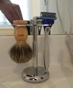 Perfecto Deluxe Chrome Razor and Brush Stand - The Best Safety Razor Stand. This Will Prolong The Life of Your Shaving Brush, metal 32 71TW0YQN4kL