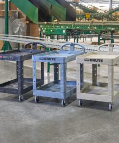 Rubbermaid Commercial Products 2-Shelf Utility/Service Cart, Medium, Lipped Shelves, Ergonomic Handle, 500 Lbs Capacity, for Warehouse/Garage/Cleaning/Manufacturing (FG452088BlA) Black 51 71TXM7aobL