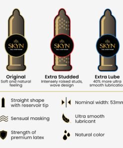 SKYN Selection – 24 Count (10 Original, 6 Extra Studded, 8 Extra Lube) – Lubricated Latex-Free Condoms 14 71TYPUuqyZL