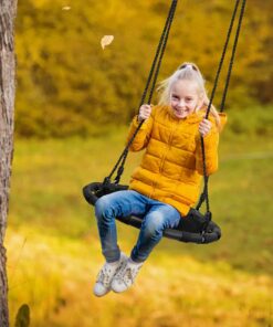 Sorbus Saucer Tree Swing - Kids Outdoor Disc Round Swing - 24" Heavy Duty 220lbs Seat - Easy Install Flying Saucer Web Circle Swing - Perfect for Gift, Playground, Backyard, Indoor/Outdoor Tire Swing Mat Seat 24 Inch 18 71TYvZY37TL