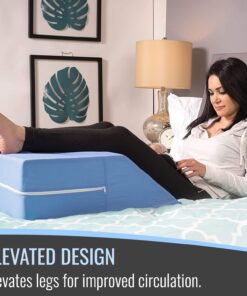 DMI Ortho Bed Wedge Elevated Leg Pillow, Supportive Foam Wedge Pillow for Elevating Legs, Improved Circulataion, Reducing Back Pain, Post Surgery and Injury, Recovery, Blue 8" x 20" x 24" 8 Inch 28 71TYwGFttCL