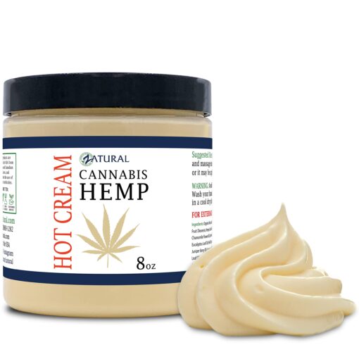 Zatural Hemp Hot Cream with Essential Oil Blend, Aloe, Hemp, and More (8oz jar) 8 Ounce (Pack of 1)