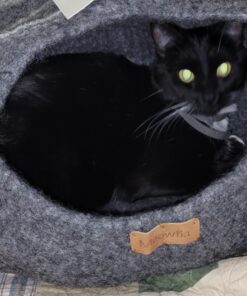 MEOWFIA Premium Felt Cat Bed Cave - Handmade 100% Merino Wool Bed for Cats and Kittens (Dark Shades) (Large, Dark Grey) Large 31 71TZUOlt8 L