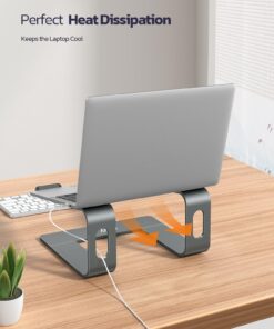 Nulaxy Laptop Stand, Detachable Ergonomic Laptop Mount Computer Stand for Desk, Aluminum Laptop Riser Notebook Stand Compatible with MacBook, Dell XPS, All 10-16" Laptops - Gray A-Grey 22 71TZsb2iVZL