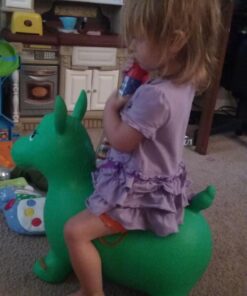 AppleRound Horse Bouncer with Hand Pump, Inflatable Space Hopper, Ride-on Bouncy Animal (Green) Green 28 71TaKF2HQ3L