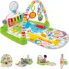Fisher-Price Baby Playmat Deluxe Kick & Play Piano Gym with Musical -Toy Lights & Smart Stages Learning Content for Newborn to Toddler Kick N Play Green