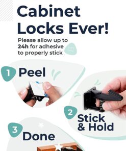 Alternative view of Child Locks for Cabinets and Drawers - 12 Pack - No Drill Baby Proofing Cabinets, Make Baby Safety Easy with Baby Cabinet Locks, These Cabinet Child Locks Secure Drawers, Cupboards, Cabinet in Seconds 12 Count (Pack of 1)