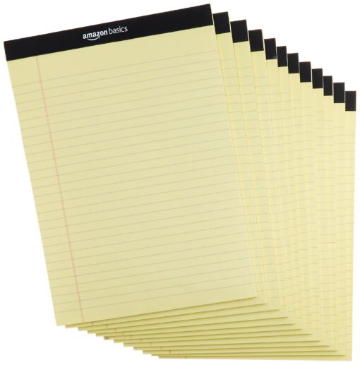 Amazon Basics Wide Ruled Lined Writing Note Pad, 8.5 inch x 11.75 inch, Canary, 600 Sheets ( 12 Pack of 50 ) 8.5-Inch by 11.75-Inch