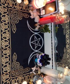 Altar Tarot Cloth: Triple Goddess With Pentagram - 24" x 24" (Gold/Silver on Black Pentacle/Pentagram) 23 71Te3xw2ZjL