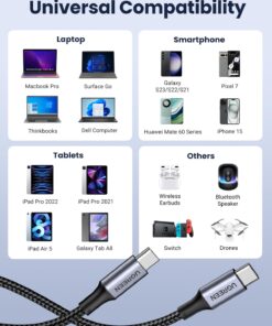 UGREEN 100W USB C to USB C Cable Type C Fast Charging Compatible with iPhone 15/15 Plus/15 Pro/15 Pro Max/Samsung Galaxy S23/S22 Ultra/Laptop/Tablet/Switch, etc. 6.6FT Black 1 16 71Te5Vp4R7L