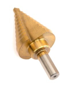 NEIKO 10194A Titanium Step Drill Bit, High-Speed Alloy-Steel Bit, Hole Expander for Wood and Metal, 10 Step Sizes from 1/4 Inch to 1 3/8 Inches 1/4 to 1-3/8" Tri-Flat Shank Straight 22 71Tf2Pr15FL